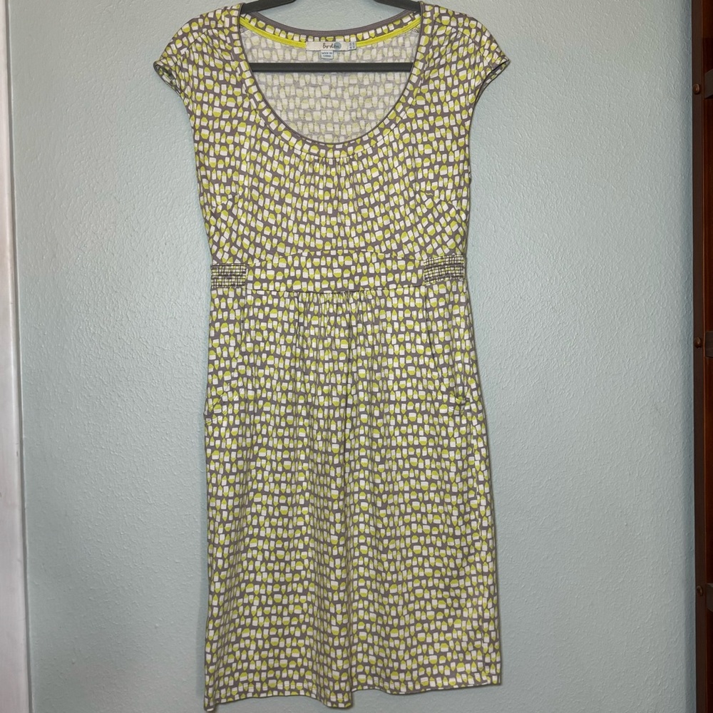 Boden Weekend Jersey Dress Sz 6R green/grey with pockets